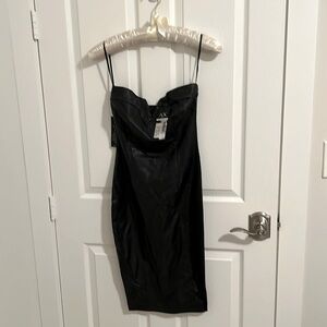 AX Paris Black Pleather Strapless Dress, size 6